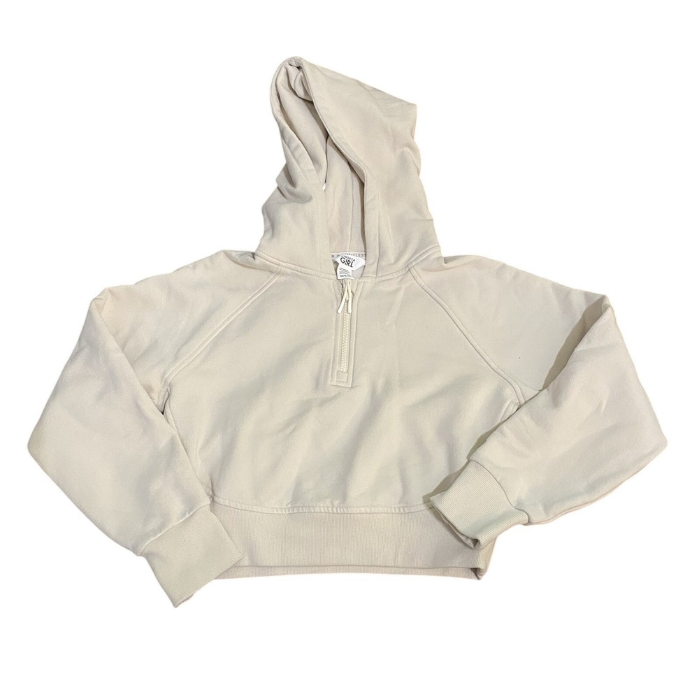 Athleta‎ Girl All Day Half Zip Hoodie Girls Medium / 8-10 Cream EUC Active